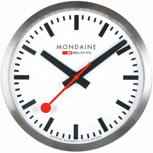 Mondaine Smart Wanduhr mit rotem Sekundenzeiger STOP2GO MSM.25S10