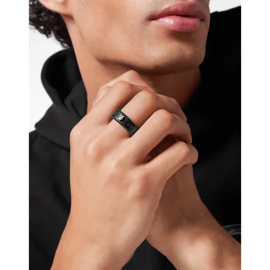 Philipp Plein Herrenring Hexagon Gothic Titanium Grey Ring size 64 PJ7AA14R8