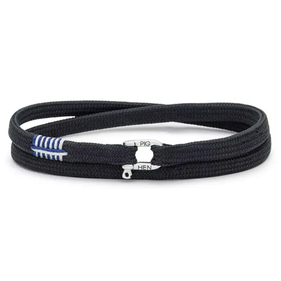 PIG & HEN Herren-Armband Franky DBL Navy Silver Größe L P44-163000-L