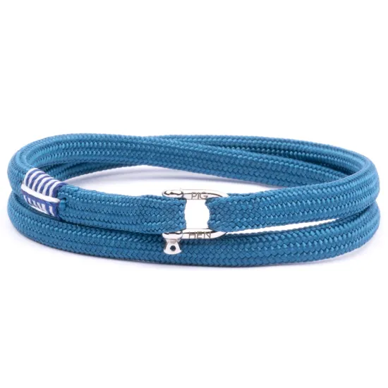 PIG & HEN Herren-Armband Franky DBL Ocean Blue Silberfarben Größe M P44-164000-M