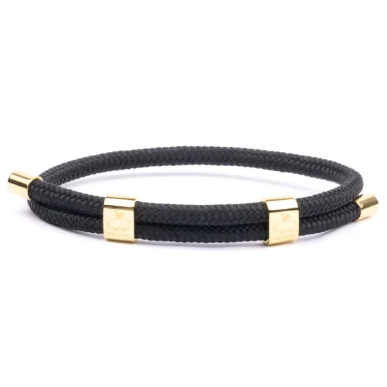 PIG & HEN Herren-Armband Little Lewis DBL Black goldfarben Größe L P33-390000-L