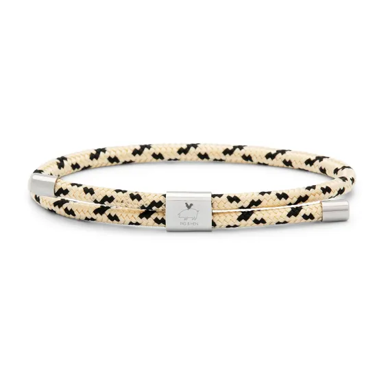 PIG & HEN Herren-Armband Little Lewis Ivory Black 4mm Größe M P36-113903-M
