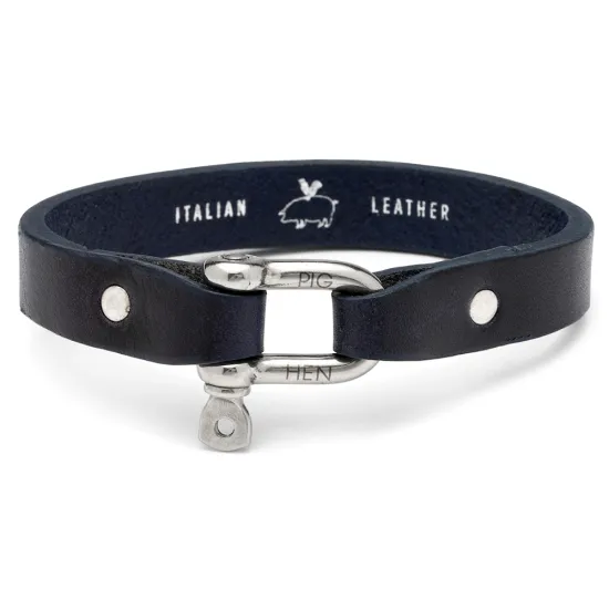 PIG & HEN Herren-Armband Sharp Simon Leather Navy Silver Gr. M