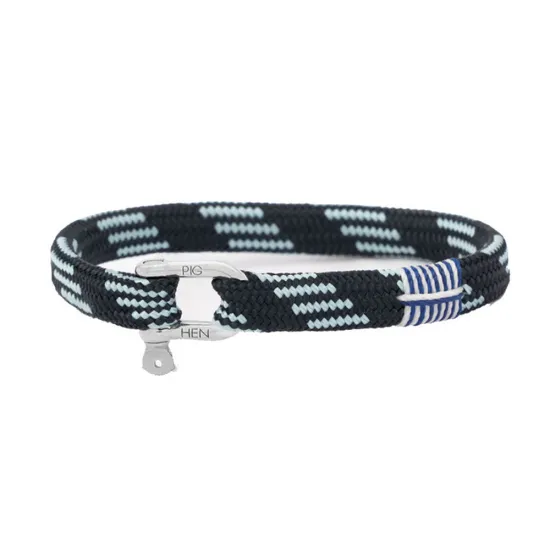 PIG & HEN Herren Armband Vicious Vik Navy Sky Blue Silberfarben Größe M P19-163613-M