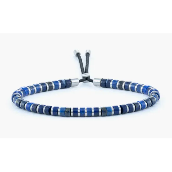 PIG & HEN Herrenarmband Brontide 4 mm Okinawa Edelstahl Lapis Lazuli Größe L P48-163000-L