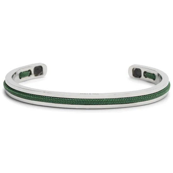 PIG & HEN Navarch 6 Herren Armspange Edelstahl Silberfarben Jungle Green Größe M/L