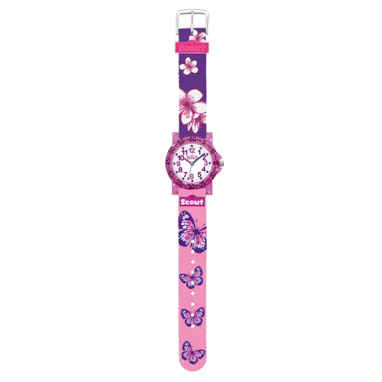 Scout Kinderuhr The IT Collection pink Schmetterlinge Blüten 280375013