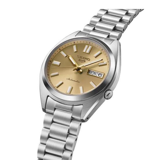 Seiko 5 Sports Automatik Armbanduhr mit champagne Zifferblatt SRPL59K1