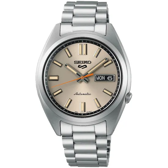 Seiko 5 Sports Automatik midsize Everyday Carry Edelstahl silberfarben champagne SRPK91K1