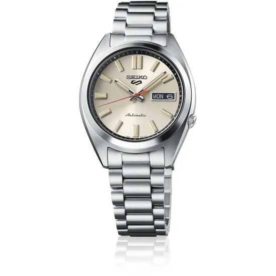 Seiko 5 Sports Automatik midsize Everyday Carry Edelstahl silberfarben champagne SRPK91K1