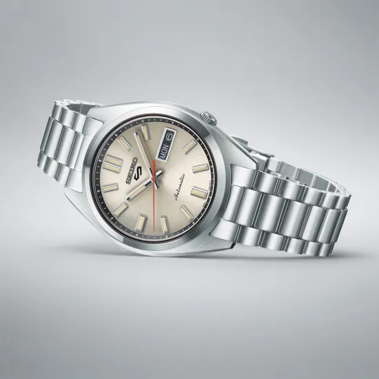 Seiko 5 Sports Automatik midsize Everyday Carry Edelstahl silberfarben champagne SRPK91K1