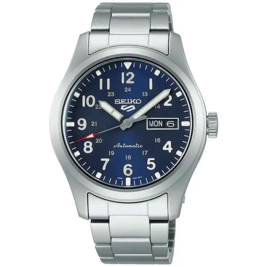 Seiko 5 Sports Herrenuhr Automatik blau silberfarben mit Edelstahlband SRPG29K1