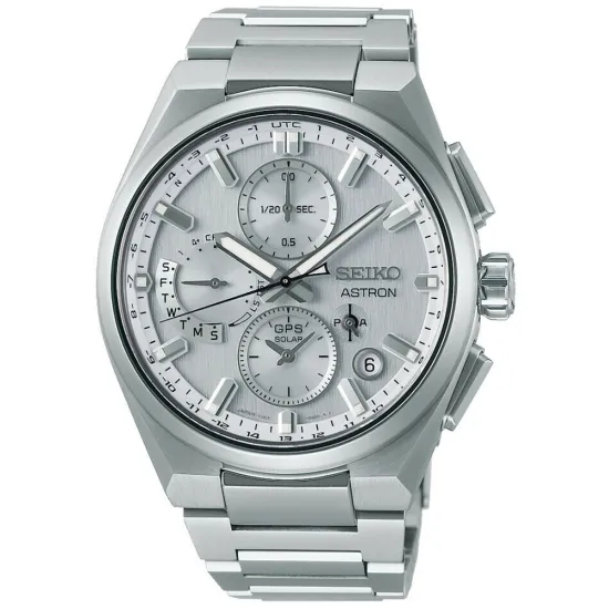 Seiko ASTRON GPS Solar Dual Time Chronograph Titan silberfarben SSH159J1