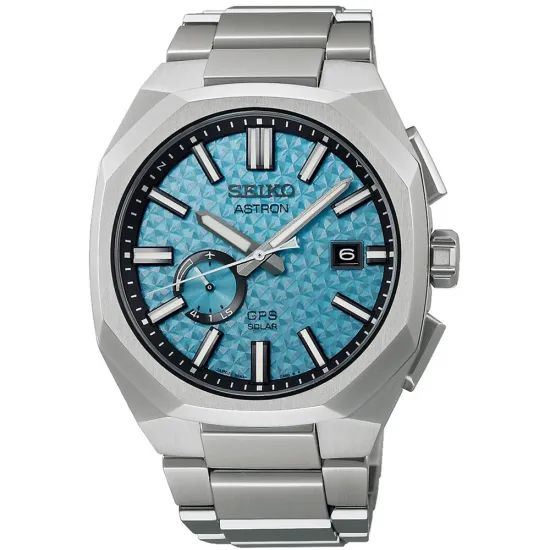 Seiko ASTRON GPS Solar Limited Edition Titan Zifferblatt hellblau SSJ027J1