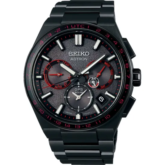 Seiko ASTRON GPS Solaruhr Titan schwarz rot Limited Edition SSH137J1