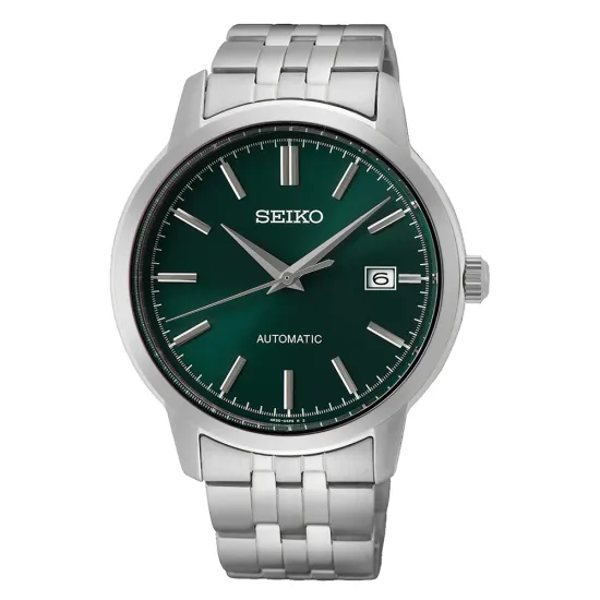 Seiko Herrenuhr Automatik grün silberfarben mit Edelstahlband SRPH89K1