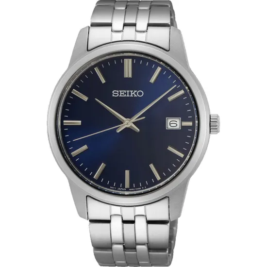 Seiko Herrenuhr Edelstahl mit blauem Zifferblatt und Datum SUR399P1