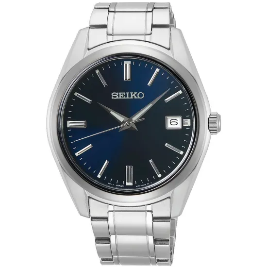 Seiko Herrenuhr Saphirglas mit dunkelblauem Zifferblatt und Edelstahlband SUR309P1