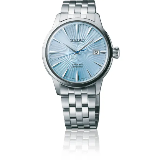 Seiko Presage Automatik Herrenuhr Cocktail Time silberfarben hellblau SRPE19J1