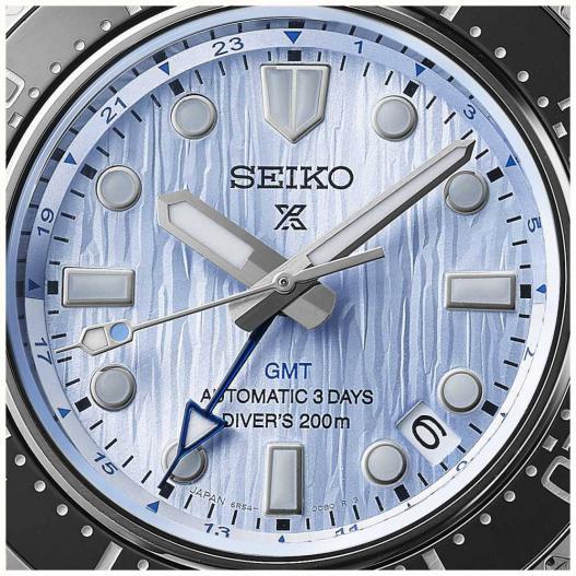 Seiko Prospex Automatik GMT Divers Limited Edition silberfarben Glacier blue SPB385J1