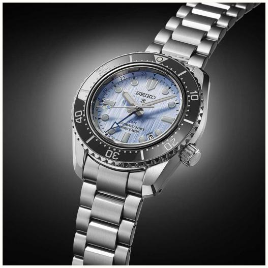 Seiko Prospex Automatik GMT Divers Limited Edition silberfarben Glacier blue SPB385J1