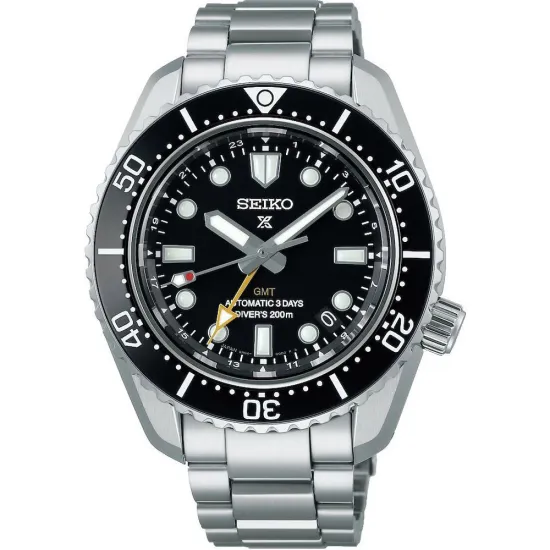 Seiko Prospex Automatik GMT Divers silberfarben mit schwarzen Zifferblatt SPB383J1