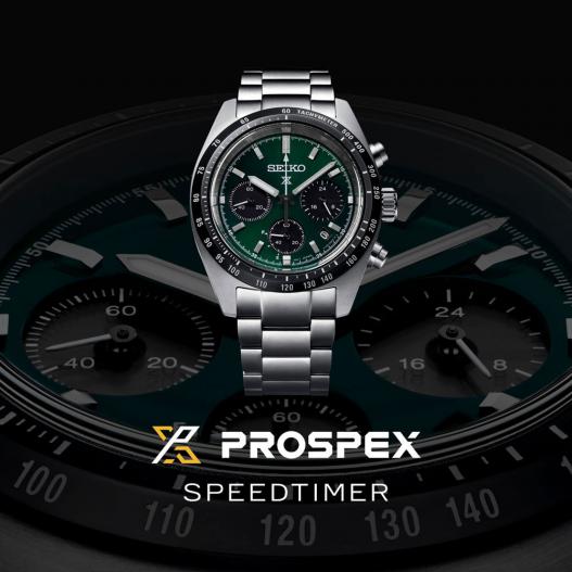 Seiko Prospex Chronograph Solar Speedtimer Midsize 39 mm mit grünem Zifferblatt SSC933P1