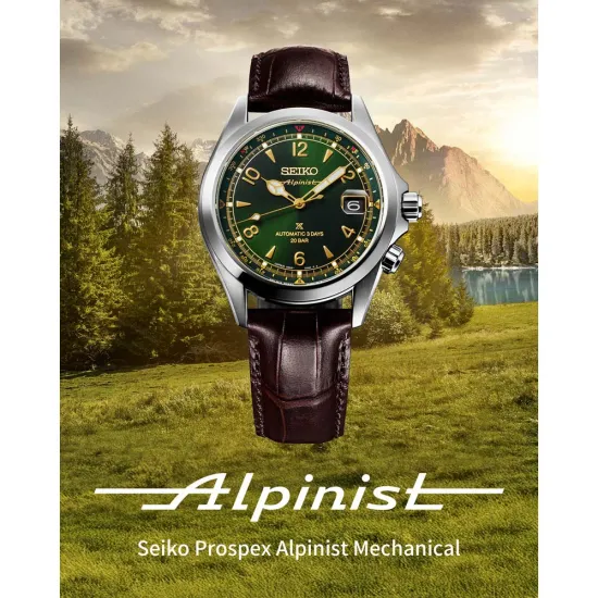 Seiko Prospex Land Alpinist Automatikuhr grün braun mit Lederband SPB507J1
