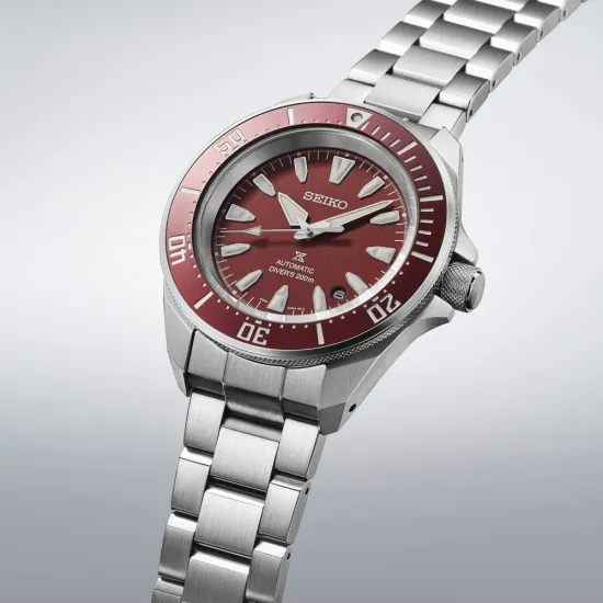 Seiko Prospex Slim Samurai 4R Diver Automatikuhr rot silberfarben SRPL11K1