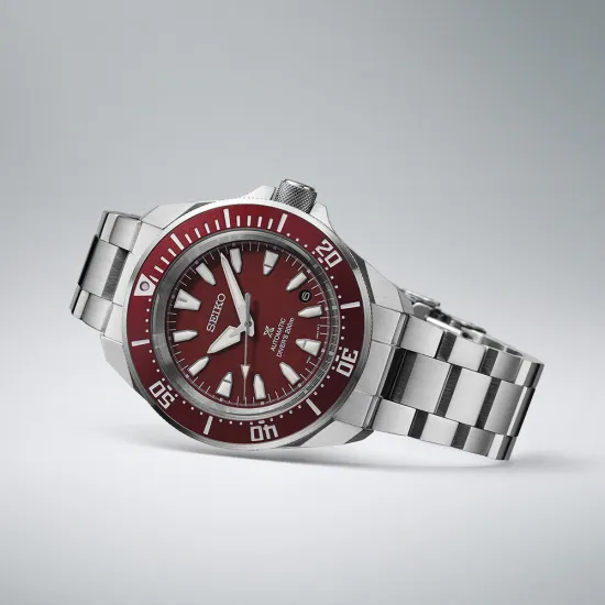 Seiko Prospex Slim Samurai 4R Diver Automatikuhr rot silberfarben SRPL11K1