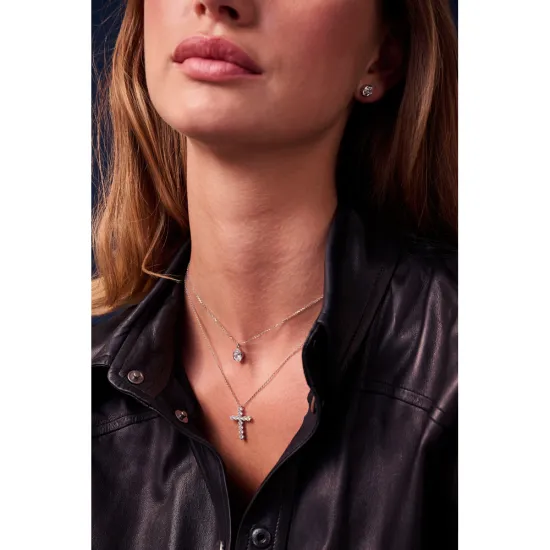 SIF JAKOBS Kette Ellisse Carezza 925er Silber mit weissem Zirkonia SJ-N2353-CZ