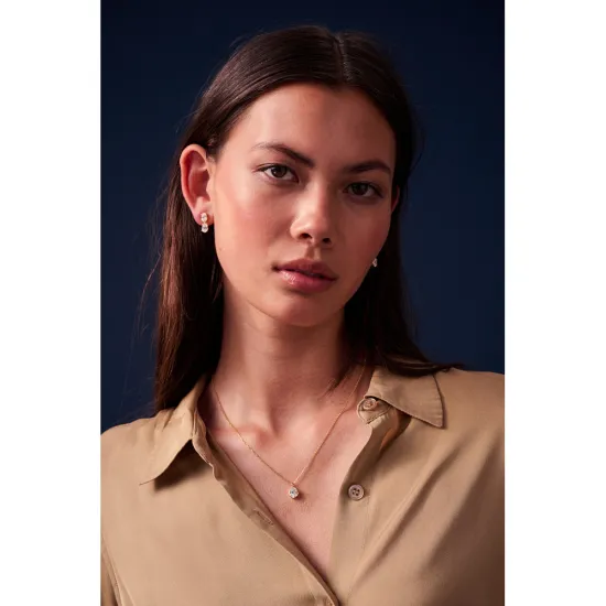 SIF JAKOBS Kette Ellisse Carezza Silber 925 18K vergoldet mit weissem Zirkonia SJ-N2353-CZ-YG