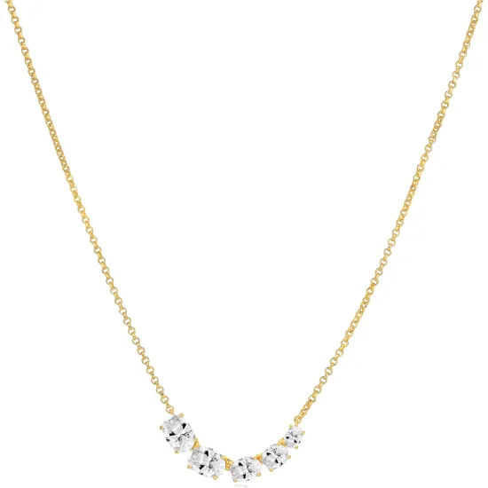 SIF JAKOBS Kette Ellisse Cinque Silber 925 18K vergoldet mit weissen Zirkonias SJ-N2332-CZ-YG