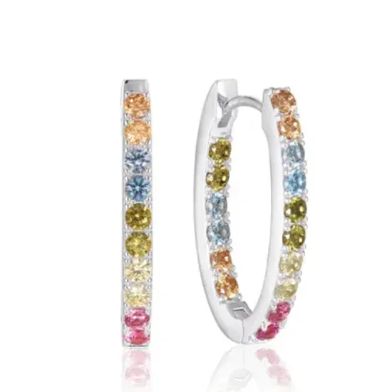 SIF JAKOBS Ohrringe Ellisse Silber 925 mit bunten Zirkoniasteinen SJ-E2312-XCZ