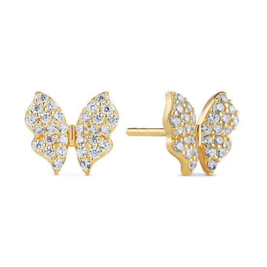 SIF JAKOBS Ohrringe Farfalla Schmetterlinge Silber 925 vergoldet SJ-E2700-CZ-YG