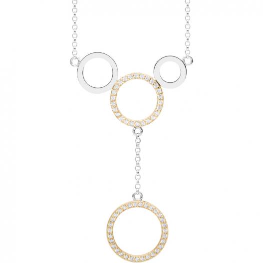 Silver Trends Halskette *Playful Circles* Zirkonia Silber 925, IP gold ST1529
