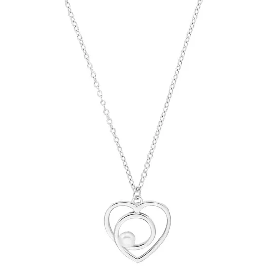 s.Oliver Halskette 925 Silber mit Herzanhänger mit Perle 2037821