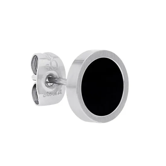 s.Oliver Herren Ohrstecker einzeln Edelstahl silberfarben Achat schwarz 2038861