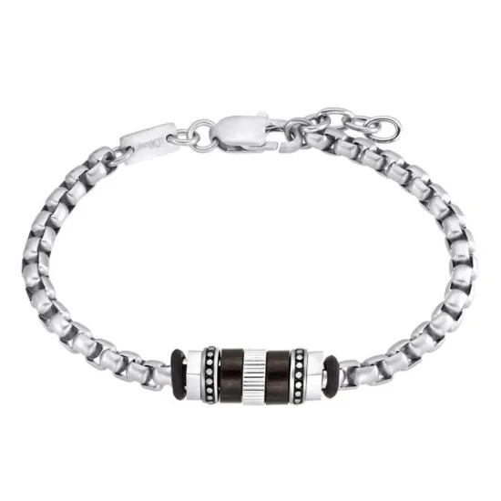 s.Oliver Herrenarmband Edelstahl silberfarben Beads schwarz 2034945