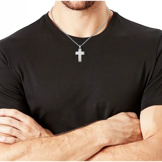 s.Oliver Herrenhalskette mit Anhänger Kreuz silberfarben 2024253