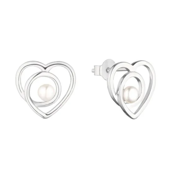 s.Oliver Ohrstecker 925 Silber Herzform mit Perle 2037822