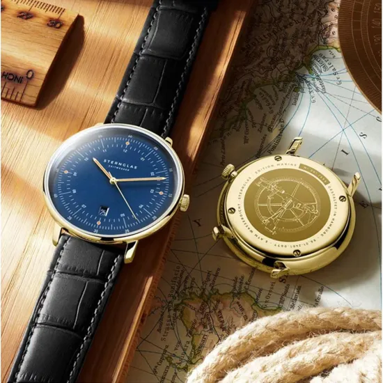 STERNGLAS Armbanduhr Hamburg Marine Limited Edition mit Lederband S01-HHM07-HE03