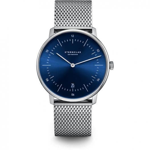 STERNGLAS Armbanduhr NAOS blau mit Milanaiseband S01-NA06-MI04