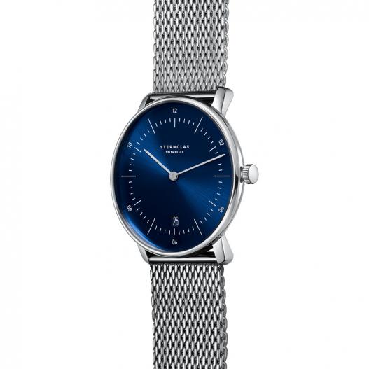 STERNGLAS Armbanduhr NAOS blau mit Milanaiseband S01-NA06-MI04