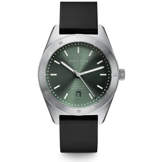 STERNGLAS Automatikuhr Marus grün silberfarben mit Kautschukband S02-MA09-KA01