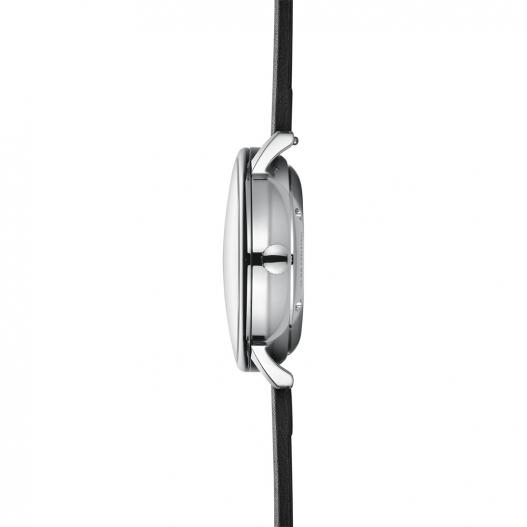 STERNGLAS Automatikuhr NAOS weiß silberfarben mit Lederband schwarz S02-NA01-PR07