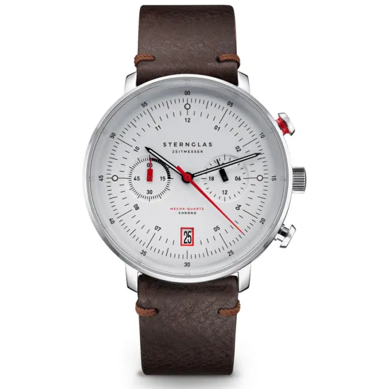 STERNGLAS Hamburg Chronograph Mecha Quarz Werk Lederband braun S01-HC10-VI11