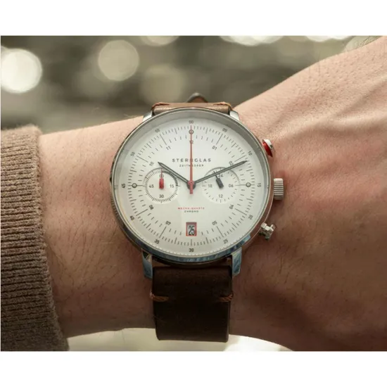 STERNGLAS Hamburg Chronograph Mecha Quarz Werk Lederband braun S01-HC10-VI11