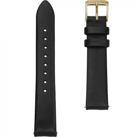 STERNGLAS Leder-Band schwarz mit goldfarbener Schließe 16 mm S03-KL08