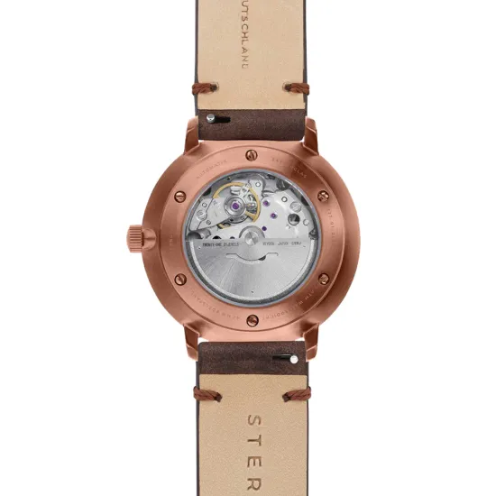 STERNGLAS Naos XL Automatikuhr alabaster bronze Vintage Lederband mocca S02-NX42-VI17